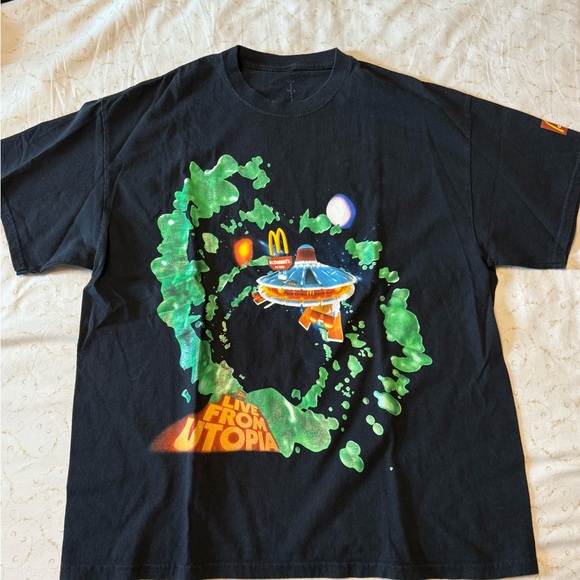 Cactus Jack by Travis Scott Black Tee with Green and Orange Graphics - Picture 1 of 2